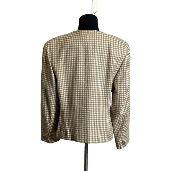 Pendleton vintage beige gingham wool button blazer size P14 - Picture 2 of 10